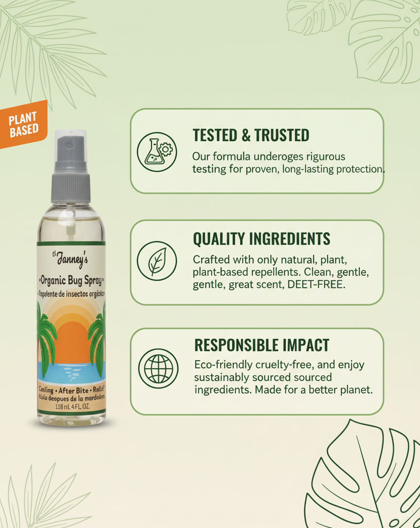 El Janney’s Organic Bug Spray - Natural Insect Repellent, Eco-Friendly, Gentle on Skin, 4 fl oz